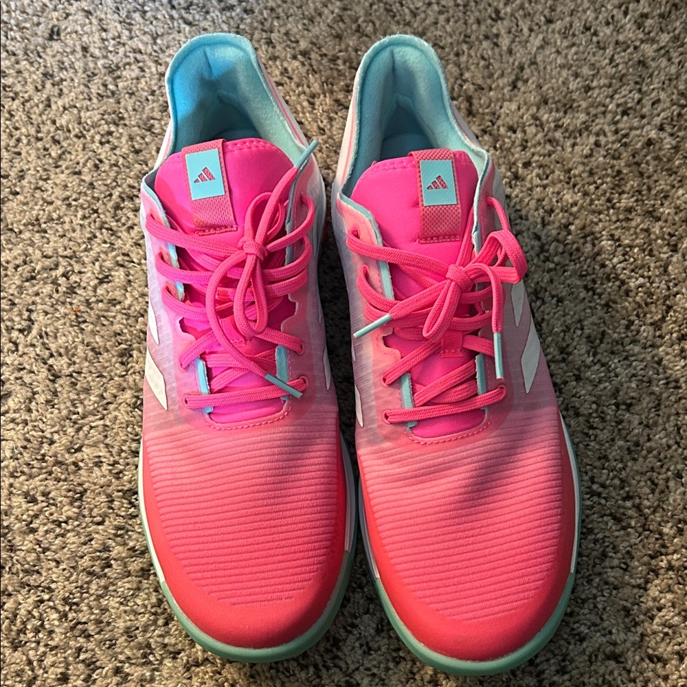 Adidas Women's Pink and Teal Sneakers